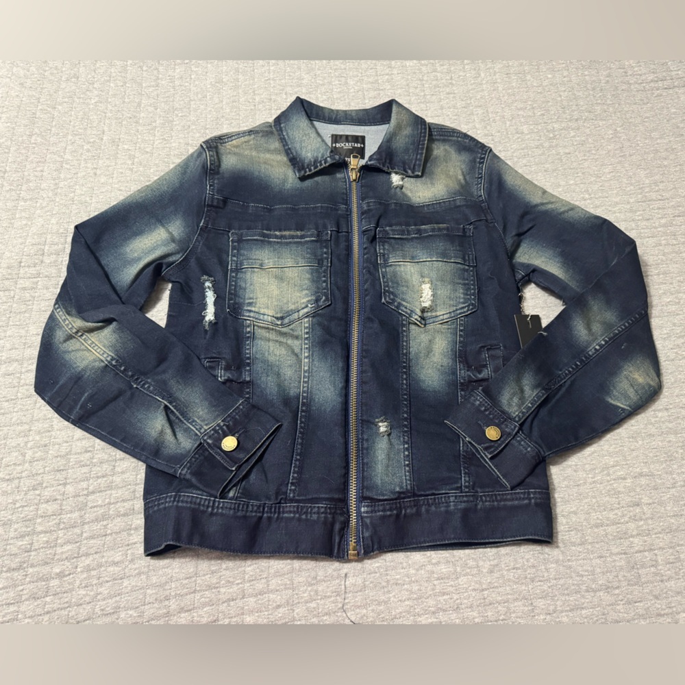 Rockstar Originals Women’s John Blue Distressed Jean Jacket Size XS